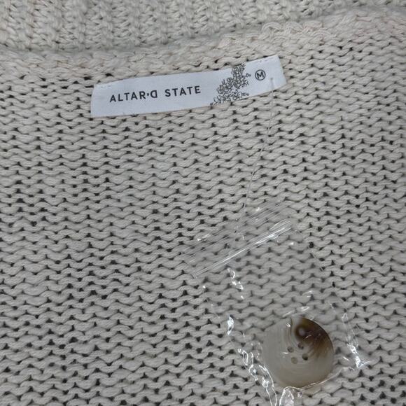 ALTAR-D STATE Women's Sweater Cream/Pink Crotched Roses Button Down Size M NEW! - Picture 6 of 8